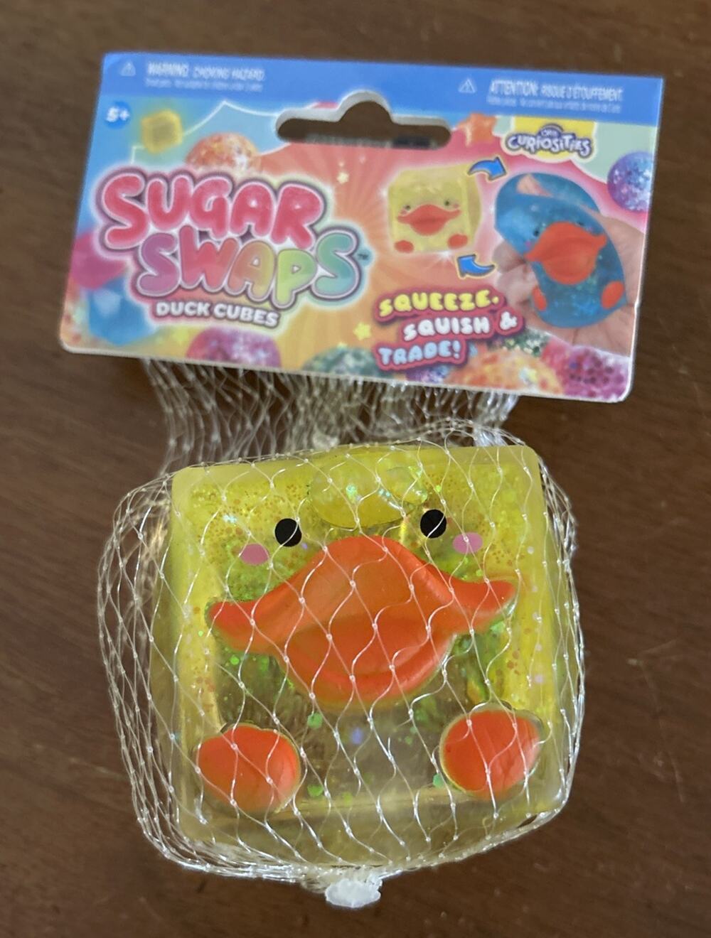 Sugar Swaps Duck Cube Yellow Glitter Squishy Sensory Toy ORB Curiosities New